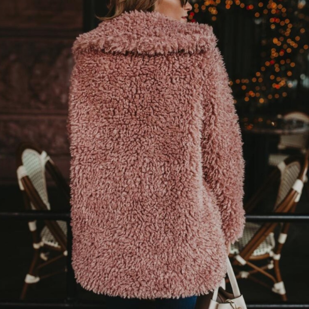 Now In! Misty Dust Fluffy Pink Loose Winter Coat - Picture 6 of 9
